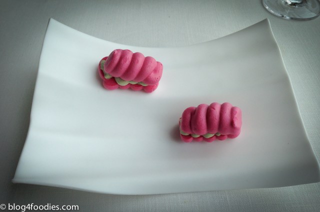 Dry croissant of fruits and creamy cheese ice cream