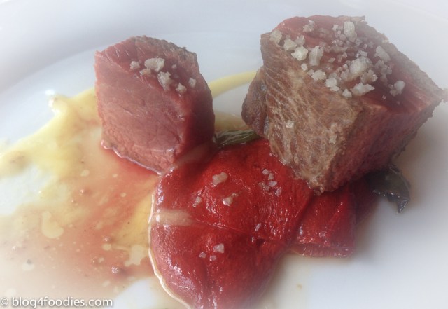 Goya-label steak with Tolosa-style peppers