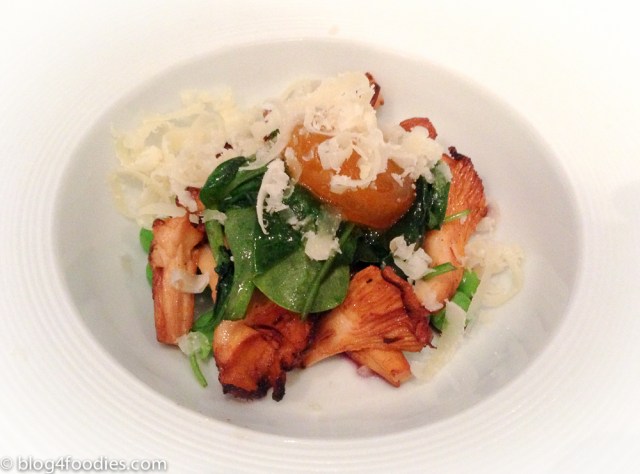 Chanterelles - Cured egg yolk, gooseberries, svecia cheese