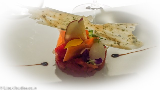 Assorted vegetable and fruit plate with braised tomato