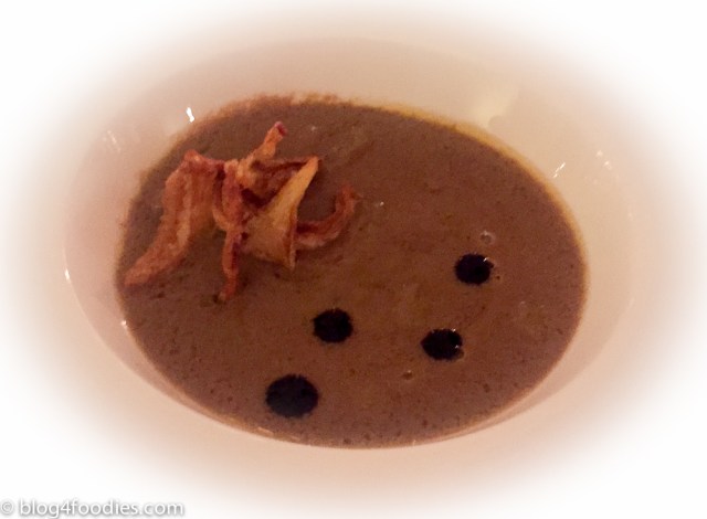 Foie Gras Soup with artichoke crisps