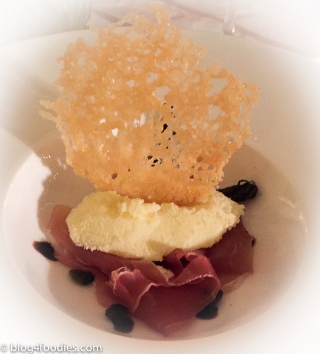 Parmesan ice cream with prosciutto