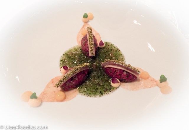 Tatar of beef & sardine - Marinated black radish, coriander, miso, yuzu & burdock root