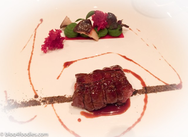 Venison, beetroot, lemon balm, orange and king trumpet mushrooms