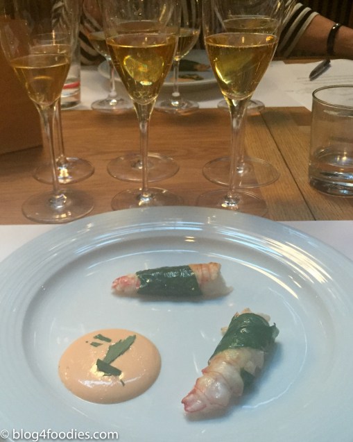Grilled lobster, wild garlic, lard, emulsion made from the lobster shell