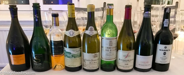 Wine bottles from the dinner